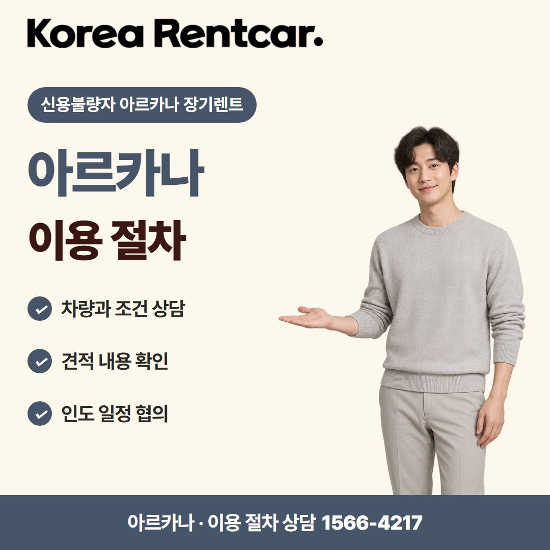 신용불량자 아르카나 장기렌트 · 이용 절차 카드뉴스